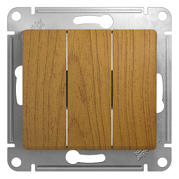 Выключатель трехклавишный GLOSSA Schneider Electric дуб в Уссурийске