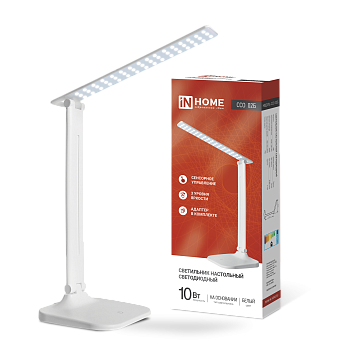 Светильник настольный светодиодный SIMPLE ССО-02Б 10Вт 625Лм сенсор, адаптер БЕЛЫЙ IN HOME в Уссурийске