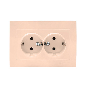 Валенсия розетка 2-местная с/з 16А кремовая с защитными шторками EKF PROxima в Уссурийске