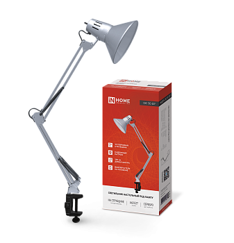 Светильник настольный под лампу на струбцине СНС 13С-E27 230В СЕРЕБРО IN HOME в Уссурийске