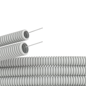 Труба ПВХ гибкая гофрированная диаметр 50мм, легкая с протяжкой, 15м, цвет серый DKC в Уссурийске
