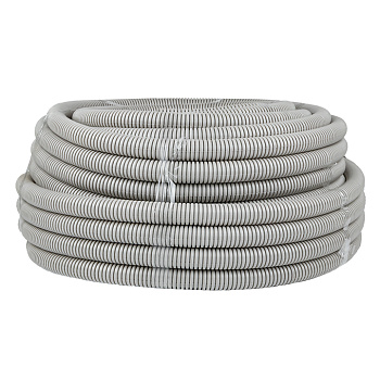 Труба гофрированная ПВХ с протяжкой d=32 мм (50 м) серая Plast EKF в Уссурийске