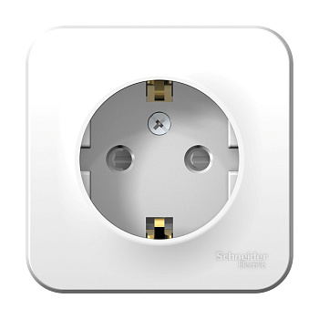 Розетка одинарная BLANCA SE накладная с заземлением со шторками с монтажной пластиной белая в Уссурийске