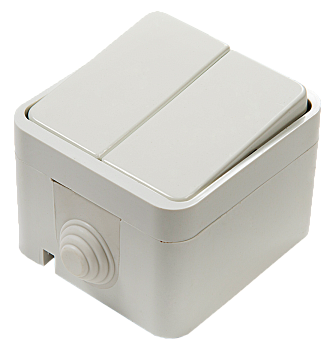 Выключатель двухклавишный AQUA белый полугерметичный 3200 IN HOME в Уссурийске