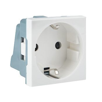 Розетка 45х45 (2 модуля), с заземлением белая, прямая в Уссурийске