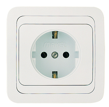 Розетка одинарная МИМОЗА MAKEL с заземлением белая в Уссурийске