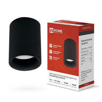 Светильник потолочный НПБ ЦИЛИНДР-GU10-BL/BL под лампу GU10 70x100мм черный IN HOME в Уссурийске