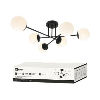 Светильник потолочный под лампу AURORA EASY-6G9-BL 6хG9 матовые плафоны, черный корпус IN HOME в Уссурийске
