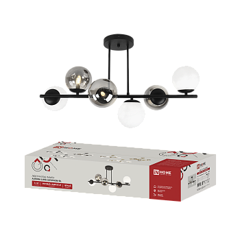 Люстра под лампу AURORA LUNA-6G9WHSM-BL 6xG9 матовые и дымчатые плафоны, черный корпус IN HOME в Уссурийске