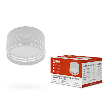 Светильник потолочный НПБ DECO-GX53-GS-WH под лампу GX53 82х43мм белый IN HOME в Уссурийске