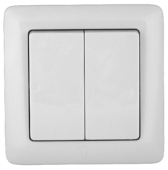 Выключатель двухклавишный ХИТ SE белый в Уссурийске