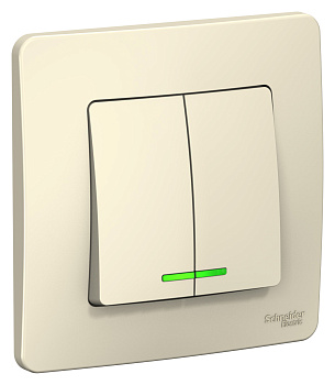 Выключатель двухклавишный BLANCA SE с подсветкой молочный в Уссурийске