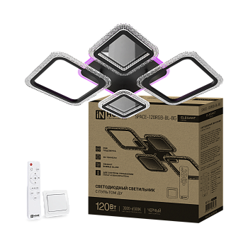 Светильник светодиодный ELEGANT SPACE-120RGB-BL-BG 120Вт 230В 3000-6500K 8400Лм 530х530х125мм пульт ДУ черный IN HOME в Уссурийске