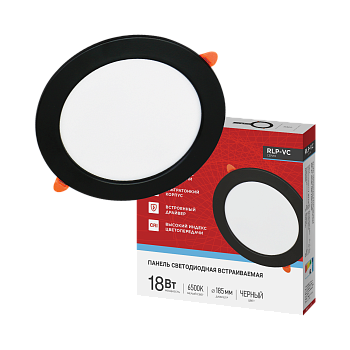 Панель светодиодная встраиваемая круглая RLP-VC 1865BL 18Вт 230В 6500К 1440Лм 185мм черная IP40 IN HOME в Уссурийске