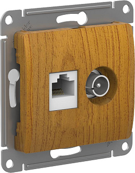 Розетка двойная ТВ+компьютерная RJ45, категории 5Е Glossa SE дуб в Уссурийске