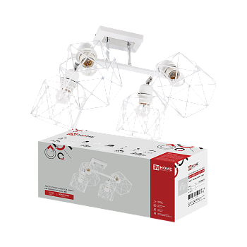 Люстра поворотная под лампу LOFT ATIKO-СLА-4E27L-WH 4хЕ27 белый, хром IN HOME в Уссурийске