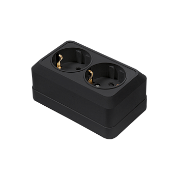 Розетка двойная с заземлением BOLLETO черная накладная 7128B IN HOME в Уссурийске