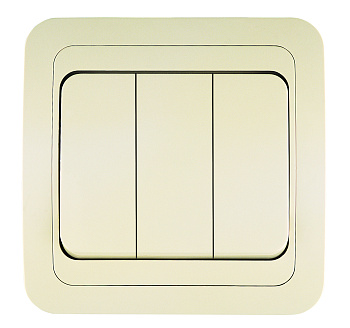Выключатель трехклавишный МИМОЗА MAKEL крем в Уссурийске