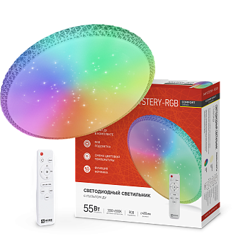 Светильник светодиодный COMFORT MYSTERY-RGB 55Вт 230В 3000-6500K 4400Лм 400x70мм с пультом дистанционного управления IN HOME в Уссурийске