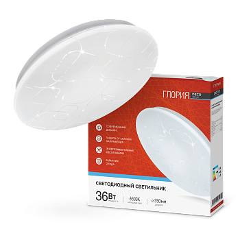 Светильник светодиодный серии DECO ГЛОРИЯ 36Вт 230В 6500К 3240Лм 380х55мм IN HOME в Уссурийске
