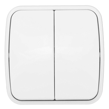 Выключатель двухклавишный НАКЛАДНОЙ Минск EKF белый в Уссурийске