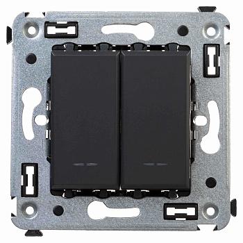Переключатель двухклавишный в стену, Avanti "Черный матовый" DKC в Уссурийске
