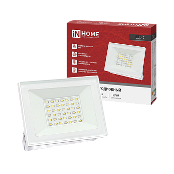 Прожектор светодиодный СДО-7 50Вт 230В 4000К IP65 белый IN HOME в Уссурийске
