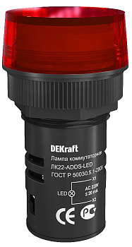 Лампа сигнальная ADDS D22 КРАСНЫЙ LED 220В ЛK-22 DEKraft в Уссурийске