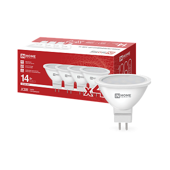 Лампа светодиодная LED-JCDR-VC 4PACK 14Вт 230В GU5.3 4000К 1260Лм (4шт./упак) IN HOME в Уссурийске