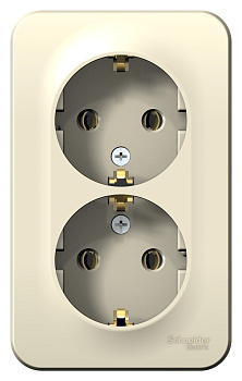 Розетка двойная BLANCA SE накладная с заземлением с изоляционной пластиной молочная в Уссурийске