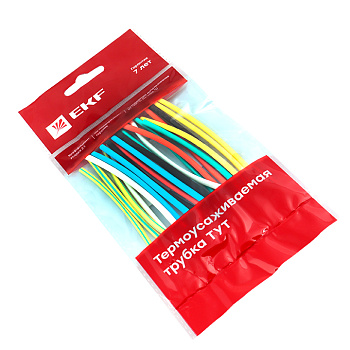 Термоусаживаемая трубка ТУТ нг 4/2 набор 7 цветов по 3 шт 100мм EKF PROxima в Уссурийске