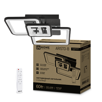 Светильник светодиодный ELEGANT ARISTO-B 60Вт 230В 3000-6500K 4700Лм 530х448х150мм пульт ДУ черный IN HOME в Уссурийске