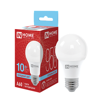 Лампа светодиодная LED-A60-VC 10Вт 230В Е27 6500К 950Лм IN HOME в Уссурийске