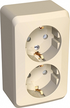 Розетка двойная ЭТЮД SE накладная со шторками с заземлением крем в Уссурийске
