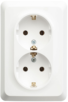 Розетка двойная ЭТЮД SE с заземлением белая PC16-107B в Уссурийске