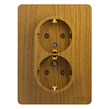 Розетка двойная Glossa SE с заземлением дуб в сборе в Уссурийске