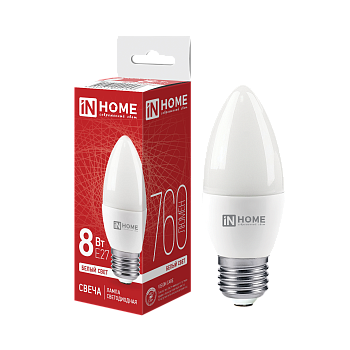 Лампа светодиодная LED-СВЕЧА-VC 8Вт 230В Е27 4000К 760Лм IN HOME в Уссурийске
