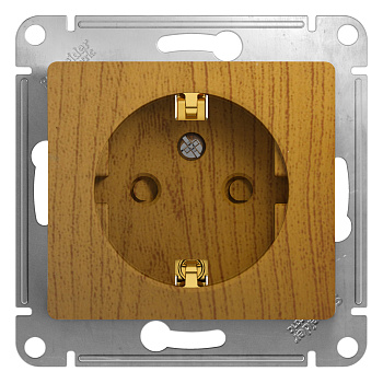 Розетка одинарная Glossa SE с заземлением со шторками дуб в Уссурийске