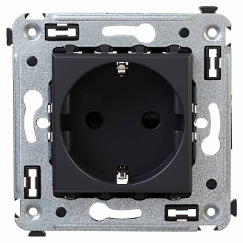 Розетка в стену, 2P+E, с з/ш, Avanti "Черный матовый" DKC в Уссурийске