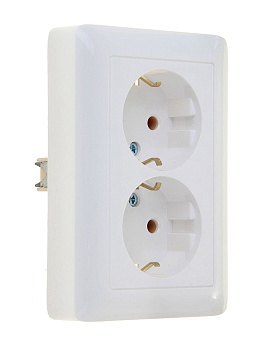 Розетка двойная ХИТ SE с заземлением белая в Уссурийске