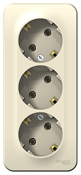 Розетка тройная BLANCA SE накладная с заземлением с изоляционной пластиной молочная в Уссурийске