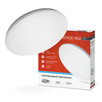 Светильник светодиодный серии DECO НОЧНОЕ НЕБО 48Вт 230В 6500К 4320Лм 380х55мм IN HOME в Уссурийске