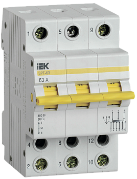Выключатель-разъединитель трехпозиционный ВРТ-63 3P 63А IEK в Уссурийске