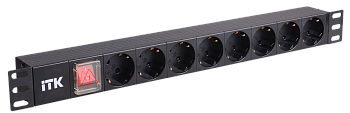 ITK PDU 8 розеток нем. стандарт с LED выключателем 1U без шнура вх. C14 алюминий профиль в Уссурийске