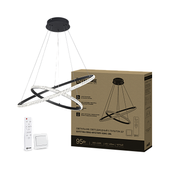 Светильник светодиодный ESTETIKA RING-MYSTERY-95RC-2BL 95Вт 3000-6500K 600/400 1.2м трос пульт ДУ черный IN HOME в Уссурийске