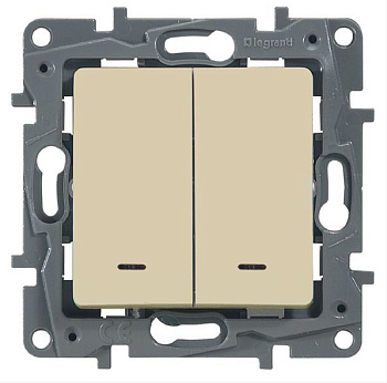 Выключатель двухклавишный ETIKA Legrand с подсветкой крем в Уссурийске