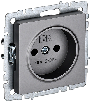 Розетка одинарная 10А BRITE IEK сталь в Уссурийске
