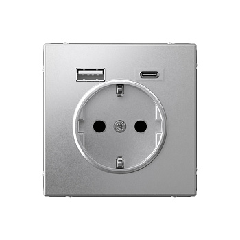 ARTGALLERY РОЗЕТКА 16А с 2 USB A+C, 5В/2,4А/3,0А, 2х5В/1,5А, механизм, АЛЮМИНИЙ в Уссурийске