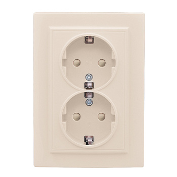 Розетка 2-местная СП с заземлением 16А бежевый с защитной шторкой Минск EKF в Уссурийске