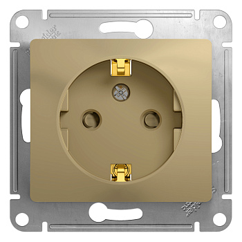 Розетка одинарная Glossa SE с заземлением со шторками титан в Уссурийске